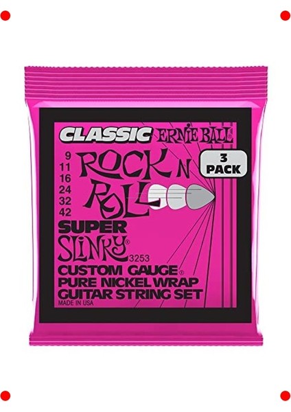 Elektro Gitar Teli Seti (9-42) Saf Nikel (3lü Paket)