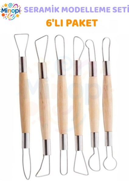 Seramik Kil Çömlek Çift Yönlü Dip Alma Seti 6 Parça 1 Paket Polimer Kil Oyma Seti Ebeşuar Yuvarlak