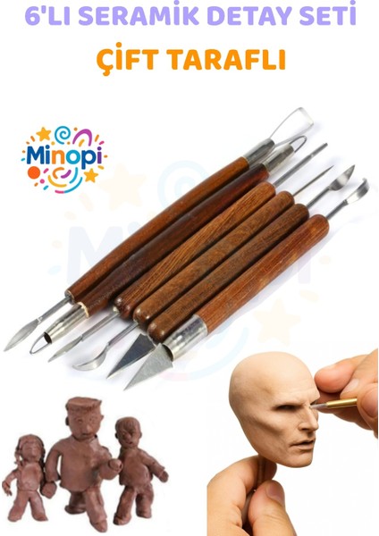 Seramik Kil Hamuru Detay Seramik Seti 6'lı Modelleme Modelaj Seti Premium Kalite