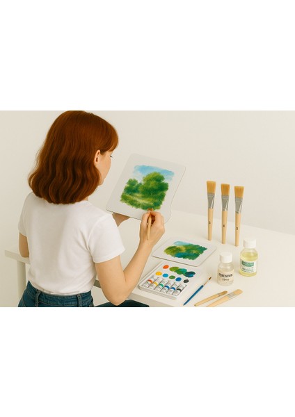 Kağıt Palet , Metal Spatula , 12 Renk Yağlı Boya , Terebentin , Resim Yağı Zemin Fırçası Boyama Set fiyatları