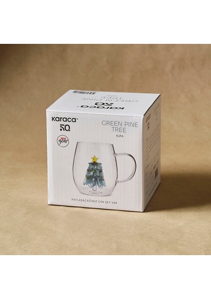New Year Yılbaşı Green Pine Tree Cam Kupa 440 ml modelleri