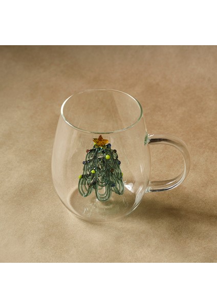 New Year Yılbaşı Green Pine Tree Cam Kupa 440 ml fırsatları