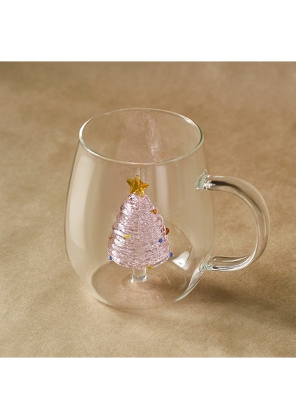 New Year Yılbaşı Pink Pine Tree Cam Kupa 440 ml modelleri
