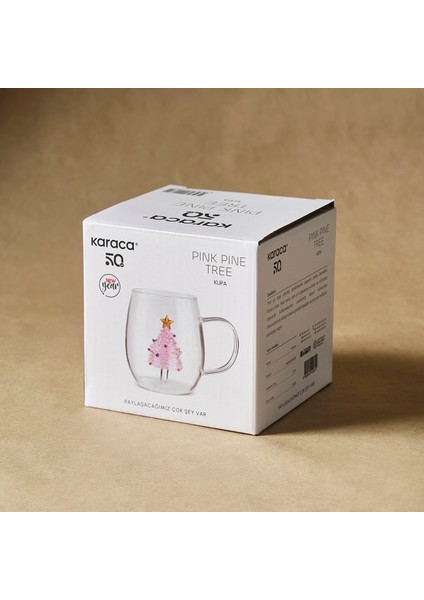 New Year Yılbaşı Pink Pine Tree Cam Kupa 440 ml fırsatları