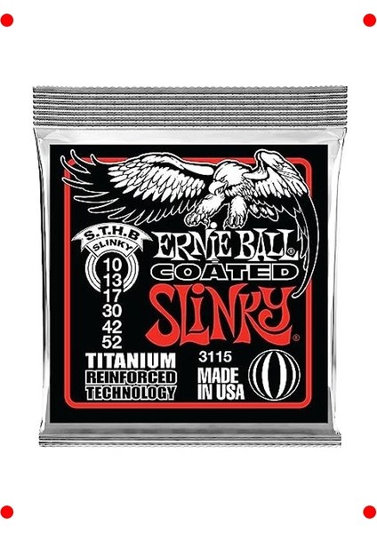 Ernie Ball Sıska Üst/ağır Alt Slinky Kaplamalı Titanyum Rps Elektro Gitar Telleri, Ölçü 10-52