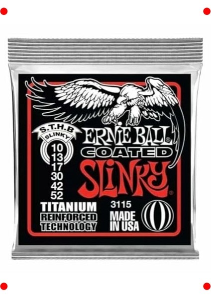 Ernie Ball Sıska Üst/ağır Alt Slinky Kaplamalı Titanyum Rps Elektro Gitar Telleri, Ölçü 10-52 fiyatları