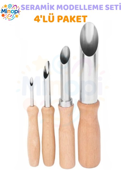 Seramik Kil Çömlek Delik Kesici Seti 4 Parça 1 Paket Polimer Kil Oyma Delme Seti Heykel Dairesel