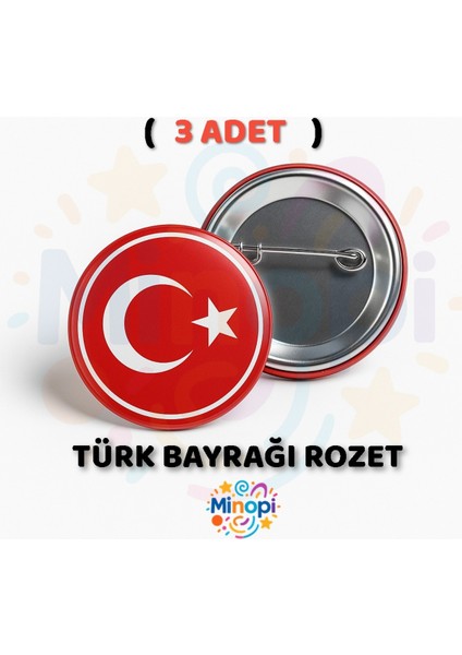 ( 3 Adet ) Türk Bayraklı Yaka Rozeti Plastik Türk Bayrağı Öğretmenler Günü Hediyesi Bayrak