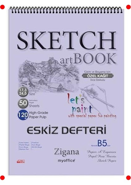 Spiralli Eskiz Defteri B5 (50 Yaprak, 120 Gr)