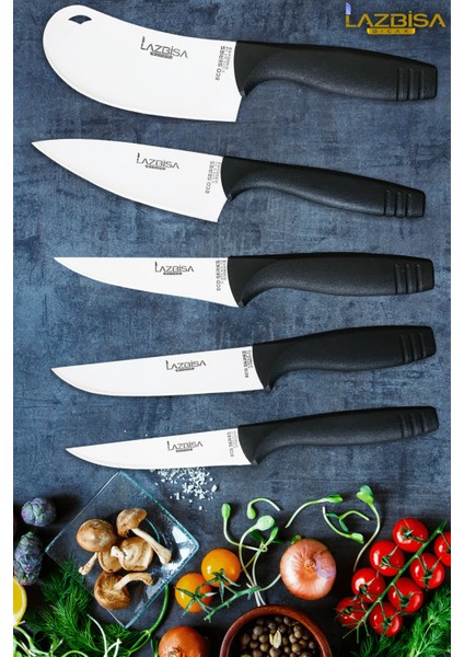 Eco Serisi Mutfak Bıçak Seti Et Ekmek Sebze Pizza Salata Börek Şef Bıçağı 5 Li Set Hds-06