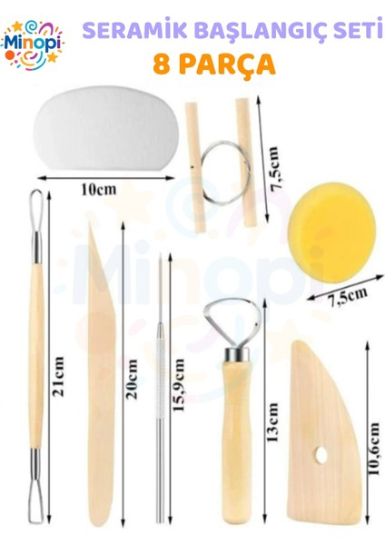 Seramik Başlangıç Seti 8 Parça 1 Paket Modelaj Modelleme Hekel Çömlek Sanatsal Ebeşuar Hobi Düzeltme