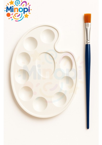 Sulu Boya Seti 2'li Set ( Resim Paleti + Fırça ) Anaokulu Resim Malzemesi Ilkokul Seti Boyama Seti