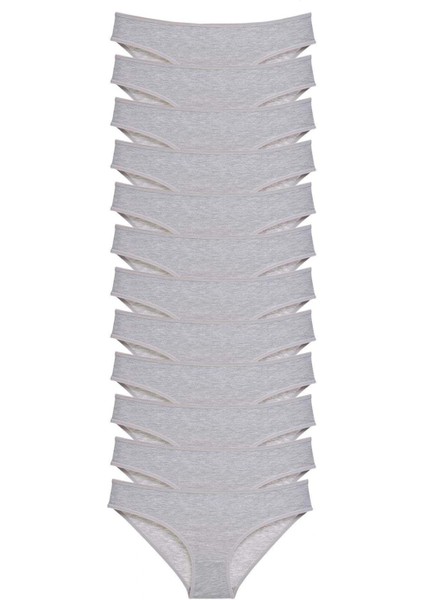 12 Adet Süper Eko Set Likralı Kadın Slip Külot Gri