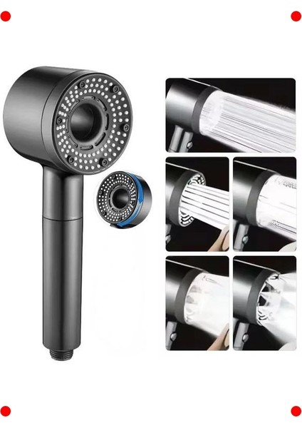 5 Fonksiyonlu Ayarlanabilir Turbo Duş Başlığı - Gri fırsatları