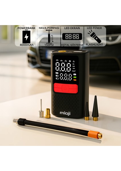 Mio 11C 4000mAh Taşınabilir Hava Pompası + Powerbank - Taşıma Çantası Hediye