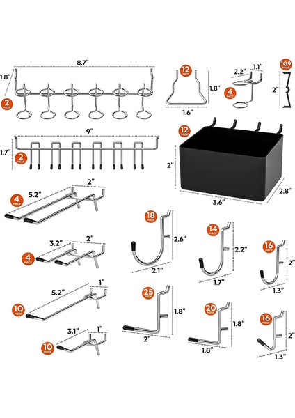 Çeşitli Aletleri Düzenlemek Için 278 Parça Mandal Panosu Aksesuarları Mandal Panosu Kancaları Seti, 1/8 ve 1/4 Inç Asma Kancaları (Yurt Dışından) modelleri