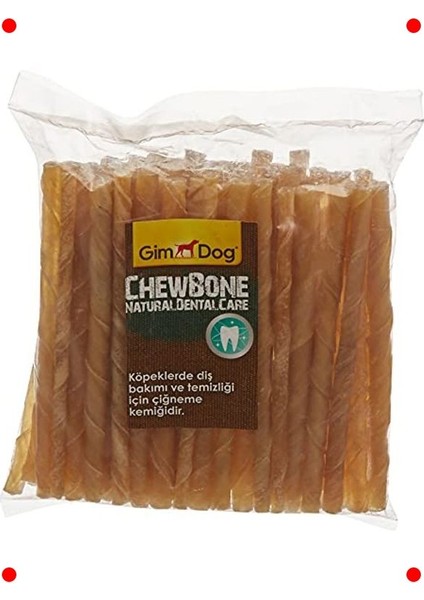 Köpekler Için Doğal Burgu Çiğneme Çubuğu Kemik 50'li 300 gr