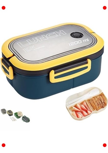 Bölmeli Beslenme Kutusu 1200 ml Çatal Kaşık Bıçaklı