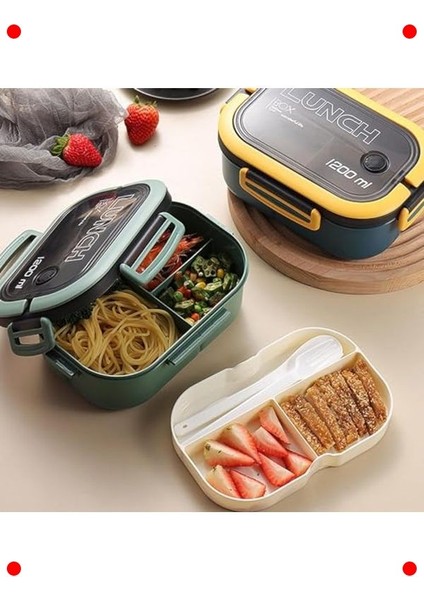 Bölmeli Beslenme Kutusu 1200 ml Çatal Kaşık Bıçaklı modelleri