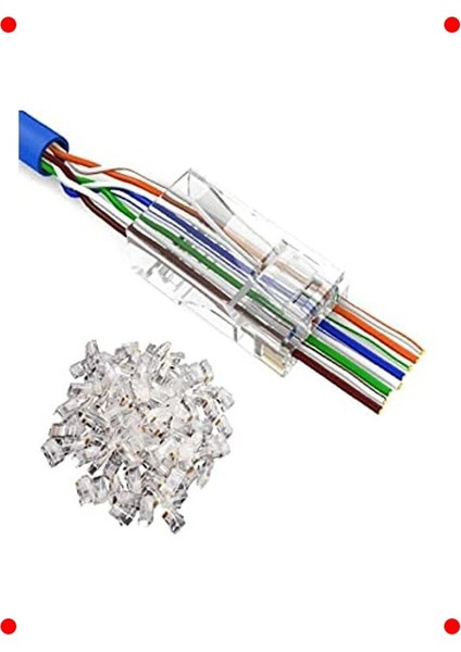 Yeni Nesil Delikli Cat6 RJ45 Konnektör (100 Adet)