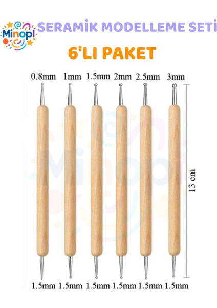 Seramik Kil Çömlek Şekillendirici 6 Lı Seramik Modelaj Oyma Seti Heykel Katlama Kalemi Oyma