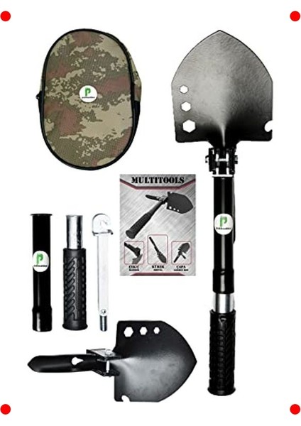 Katlanır Çok Fonksiyonlu Kamp Küreği Seti