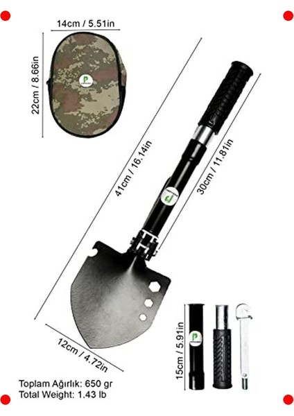 Katlanır Çok Fonksiyonlu Kamp Küreği Seti fiyatları