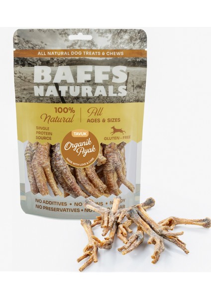 Baffs Naturals Tavuk Ayak %100 Doğal Çiğnemelik Köpek Ödül Maması 100 gr fiyatları