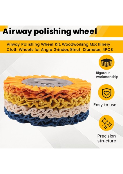 Hava Yolu Parlatma Tekerleği Seti, Açı Taşlama Makinesi Için Ahşap Işleme Makineleri Bez Tekerlekleri, 8 Inç Çap, 4 Adet (Yurt Dışından) indirimleri