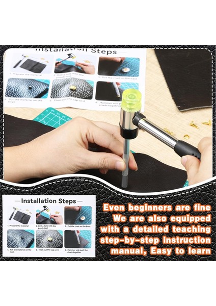 Deri Perçinler, 600 Adet Çok Renkli Çift Kapaklı Perçinler, Delikli Delgeç, Delme Aleti ve Kauçuk Çekiçli Deri Perçin Seti (Yurt Dışından) indirimleri