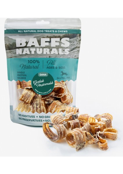 Baffs Naturals Dana Gırtlak Atıştırmalık %100 Doğal Köpek Ödül Maması 100 gr fiyatları