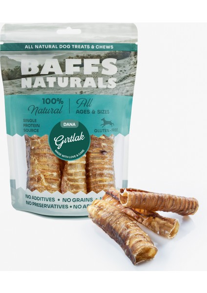 Baffs Naturals Dana Gırtlak %100 Doğal Çiğnemelik Köpek Ödül Maması 100 gr fiyatları