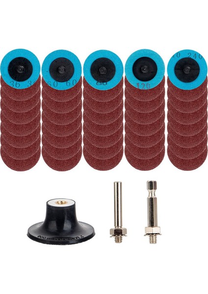 40 Parça Hızlı Değişim Disk Seti, 1/4 Inç Tutucu ile 2 Inç A/o Zımpara Diskleri, Taşlama Makinesi Için Yüzey Hazırlama Diskleri (Yurt Dışından)