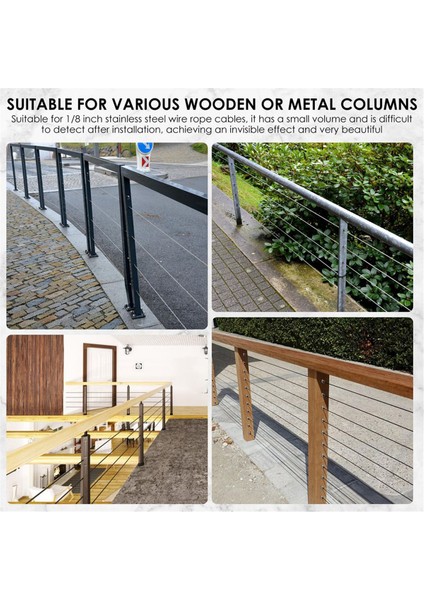 10 Adet Görünmez Kablo Korkuluk Takımı, Kablo Korkuluk Için Sıkıştırma Saplama Ucu, Ahşap Için Sıkıştırma Gergi Kablo Korkuluk Sistemi (Yurt Dışından) indirimleri