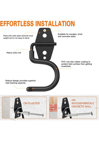 6'lı Paket Metal Garaj Kancaları, Ağır Hizmet Tipi S Kancalı Alet Askıları Garaj Duvarı, Kulübe, Bahçe Depolama Düzenleyicisi (Yurt Dışından) modelleri