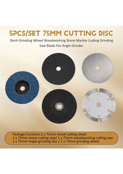 Adet/takım 75 mm Kesme Diski 3 Inç Taşlama Tekerleği Ahşap Işleme Taşı Mermer Kesme Taşlama Testere Bıçağı Açı Taşlama Makinesi Için (Yurt Dışından) fırsatları