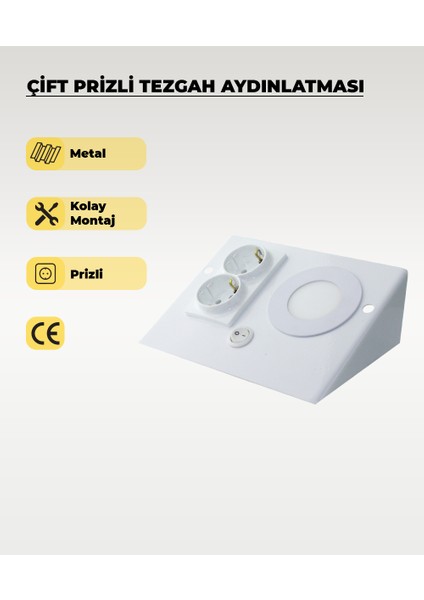 3W Beyaz Çift Prizli Tezgah Aydınlatma 3200K Sarı Işık