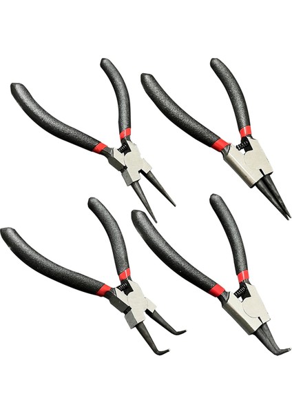 Parça Küçük Segman Pense Seti Mini Iç ve Dış Segman Pensesi Düz/eğik Çeneli C Klipsli Pense Yaylı (Yurt Dışından)