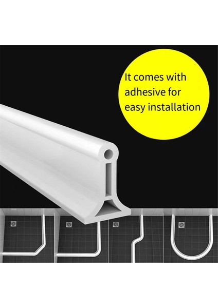 Banyo Tpe Bükülebilir Su Tutma Şeridi Duş Su Bariyeri Yüksek Ayırma Duş Aksesuarları Beyaz 2m (Yurt Dışından)