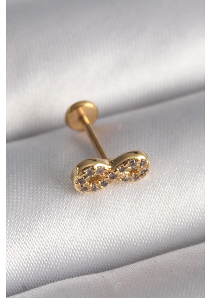 316L Çelik Gold Renk Zirkon Taşlı Sonsuzluk Model Tragus Piercing - TJ-PR1344 indirimleri