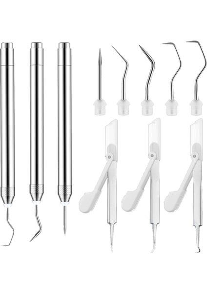 6 Parça Ayıklama Aletleri Seti LED Işıklı Vinil, 5 Pimli ve Kancalı Kesme, Çıkarma, El Sanatları Için Aydınlatmalı Ayıklama Kancası Cımbızı (Yurt Dışından)