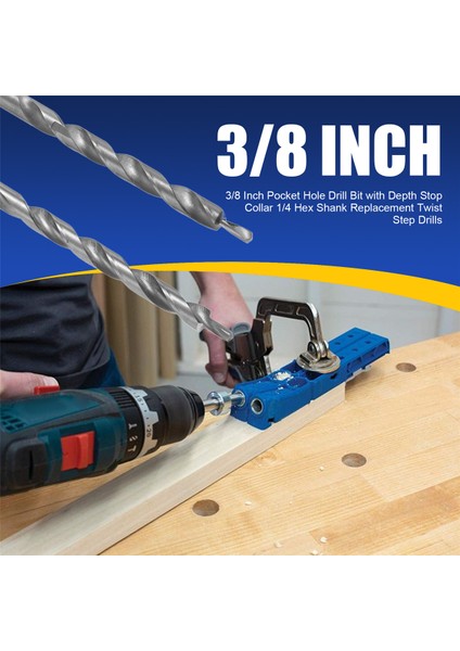 Derinlik Durdurma Yakalı 3/8 Inç Cep Deliği Matkap Ucu 1/4 Altıgen Şaftlı Kreg Manuel Cep Deliği Kılavuzu Jig Master Sistemi Için Yedek Burgulu Kademeli Matkaplar (Yurt Dışından) indirimleri