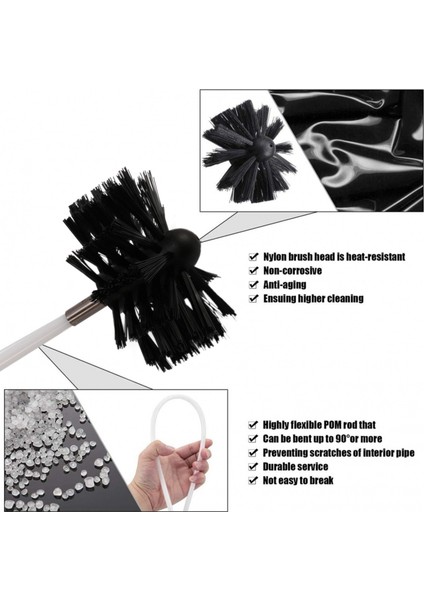Kurutma Makinesi Havalandırma Temizleme Kiti 12 Feet, Esnek 9 Çubuklu Kuru Kanal Temizleme Kiti Baca Süpürme Fırçası ve Kurutma Makinesi Tüy Fırçası (Yurt Dışından) fiyatları