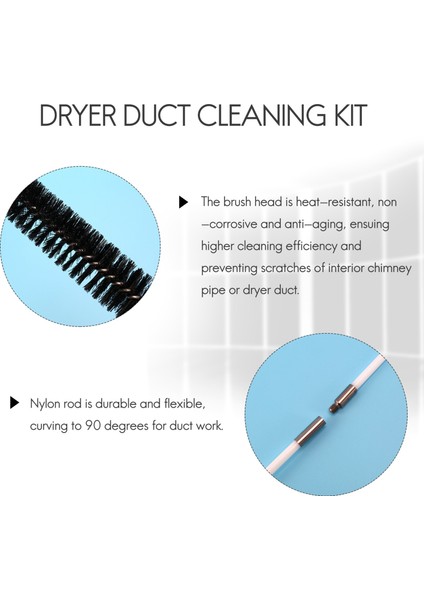 Kurutma Makinesi Havalandırma Temizleme Kiti 12 Feet, Esnek 9 Çubuklu Kuru Kanal Temizleme Kiti Baca Süpürme Fırçası ve Kurutma Makinesi Tüy Fırçası (Yurt Dışından) indirimleri
