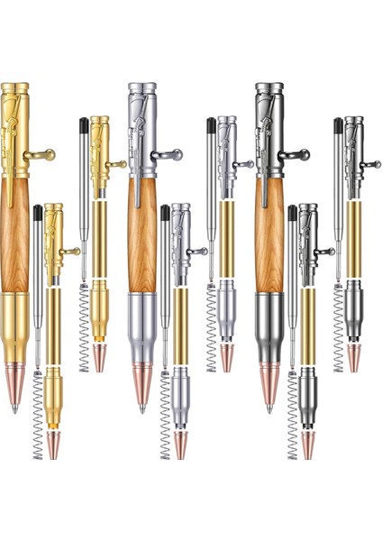 6 Ince Kalem Seti, Çok Renkli Ahşap Döner Kalem Seti, Yedek Şaftlı, Cıvatalı Tükenmez Kalem, Kendin Yap Ahşap Döner Kalem (Yurt Dışından)