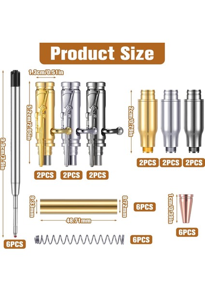 6 Ince Kalem Seti, Çok Renkli Ahşap Döner Kalem Seti, Yedek Şaftlı, Cıvatalı Tükenmez Kalem, Kendin Yap Ahşap Döner Kalem (Yurt Dışından) modelleri