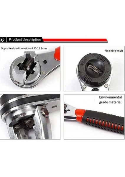 Evrensel Ayarlanabilir Cırcır Anahtarı, Kaymaz Saplı 6-22MM Vida Ayarlanabilir Soket Anahtarı Için Uygundur. (Yurt Dışından) indirimleri