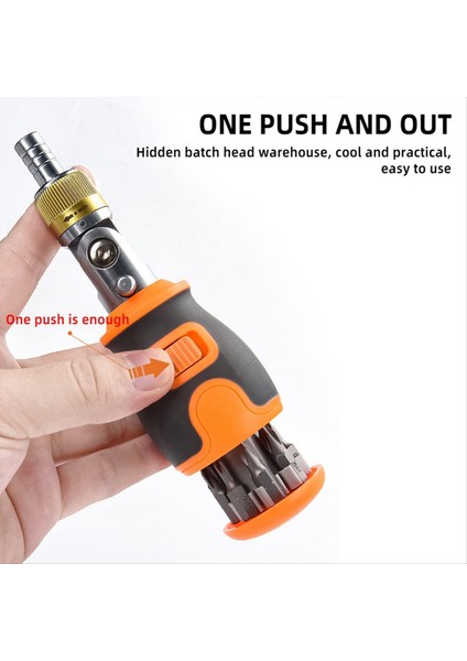 Sekiz Bir Arada Çok Işlevli S2 Toplu Kafa 2 Yönlü Ayarlanabilir Cırcır, Turuncu (Yurt Dışından) modelleri