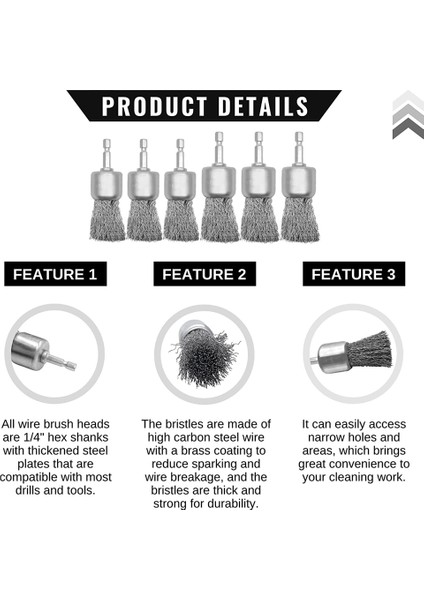Matkap Için 6'lı Tel Fırça Tekerleği, 1 Inç Kıvrımlı Uçlu Tel Fırçalar, Boya Yüzeyleri ve Küçük Alanlar Için 1/4 Inç Altıgen (Yurt Dışından) indirimleri