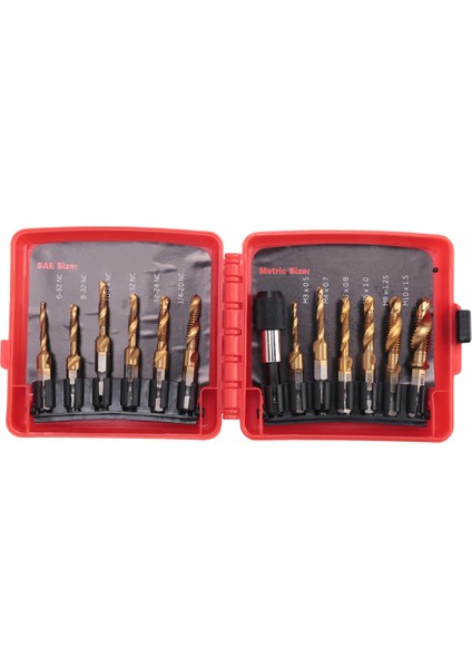 Titanyum Kombine Matkap Kılavuz Ucu Seti 13 Parça Sae ve Metrik Kılavuz Ucu Seti Vida Dişi Delme, Diş Açma, Çapak Alma (Yurt Dışından)